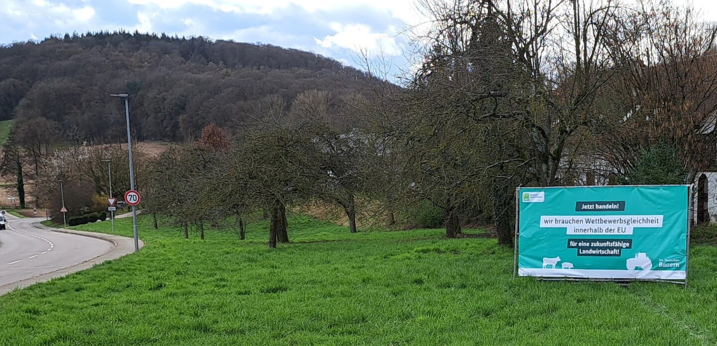 In ganz Baden-Wrttemberg sorgt die Plakatkampagne der Bauernverbnde fr Aufsehen, wie hier in Dielheim